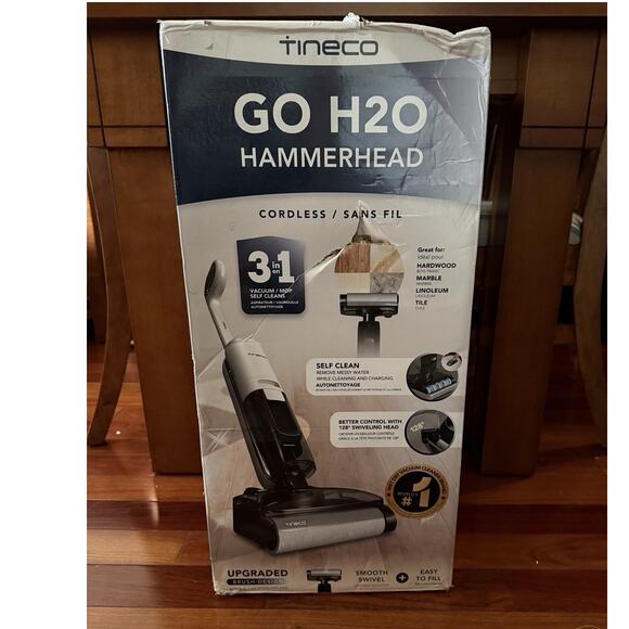 Tineco Go H2O Hammerhead Wet Dry Cordless Vacuum Floor Washer Self Clean White - Picture 1 of 4